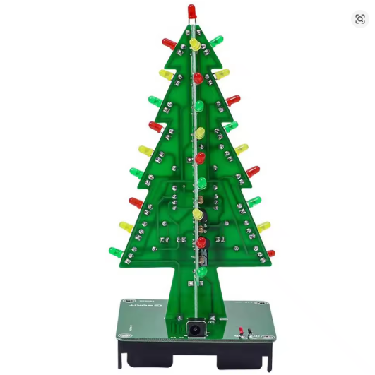 DHL 50set DIY Electronics Kit 3D Christmas Tree Soldering Practice Electronic Science Assembly Kit 3 Color Flashing LED
