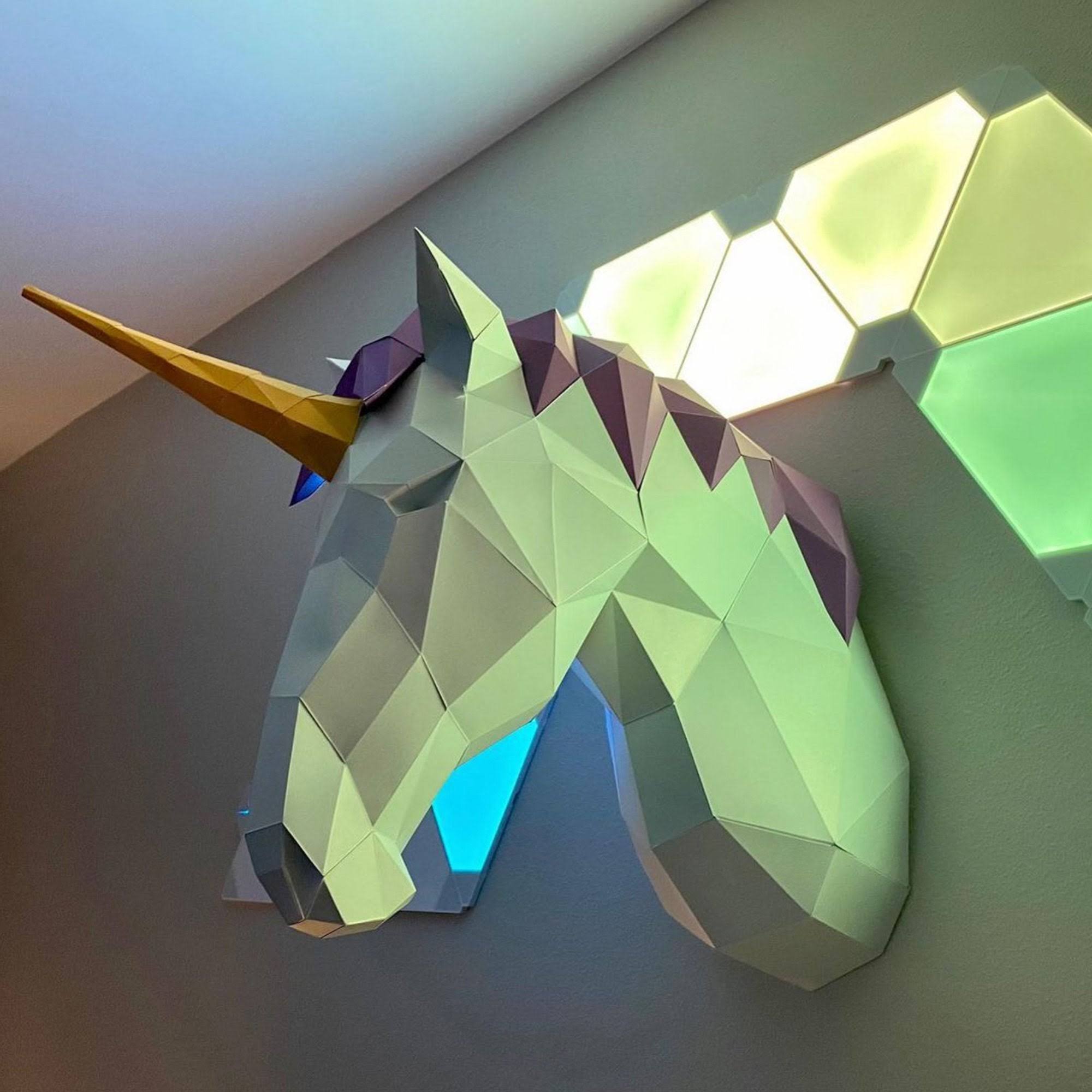 Nicro Unicorn Model Paper Craft Creative Handmade Origami Paper Model 3D Stereo Unicorn Shape DIY Wall Hanging Decoration Kit