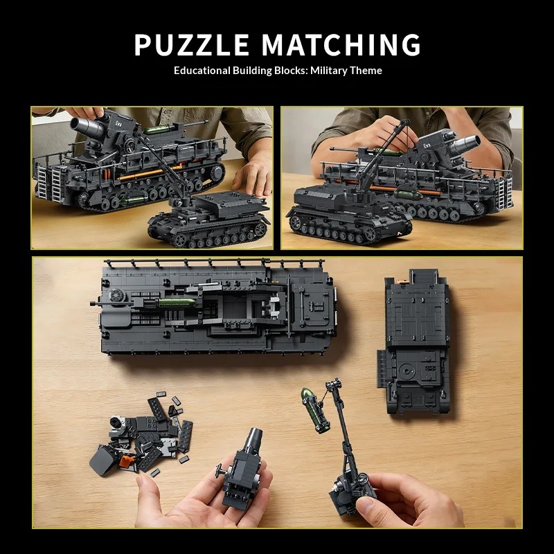 IN STOCK 97026 Ww2 Military Karl Mortar Building Blocks Model Tank Vehicle Kit Bricks Model Toys for Boys Gift Set 4706 pcs