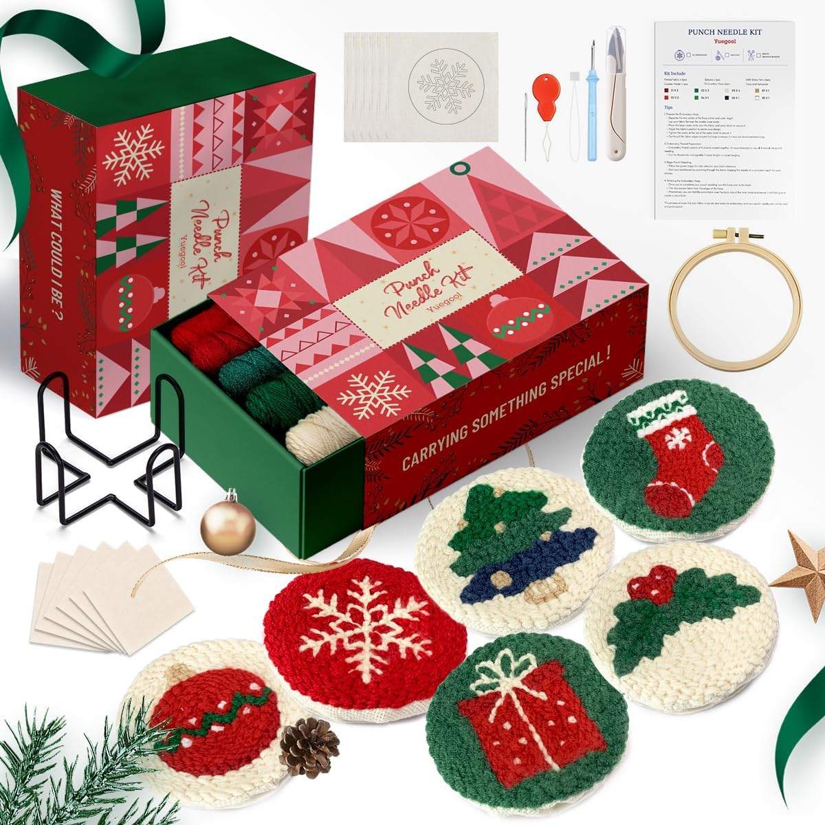 DIY Punch Needle Embroidery Kit for Beginners Adults Kids Including Patterns Punch Needle Coaster Kit