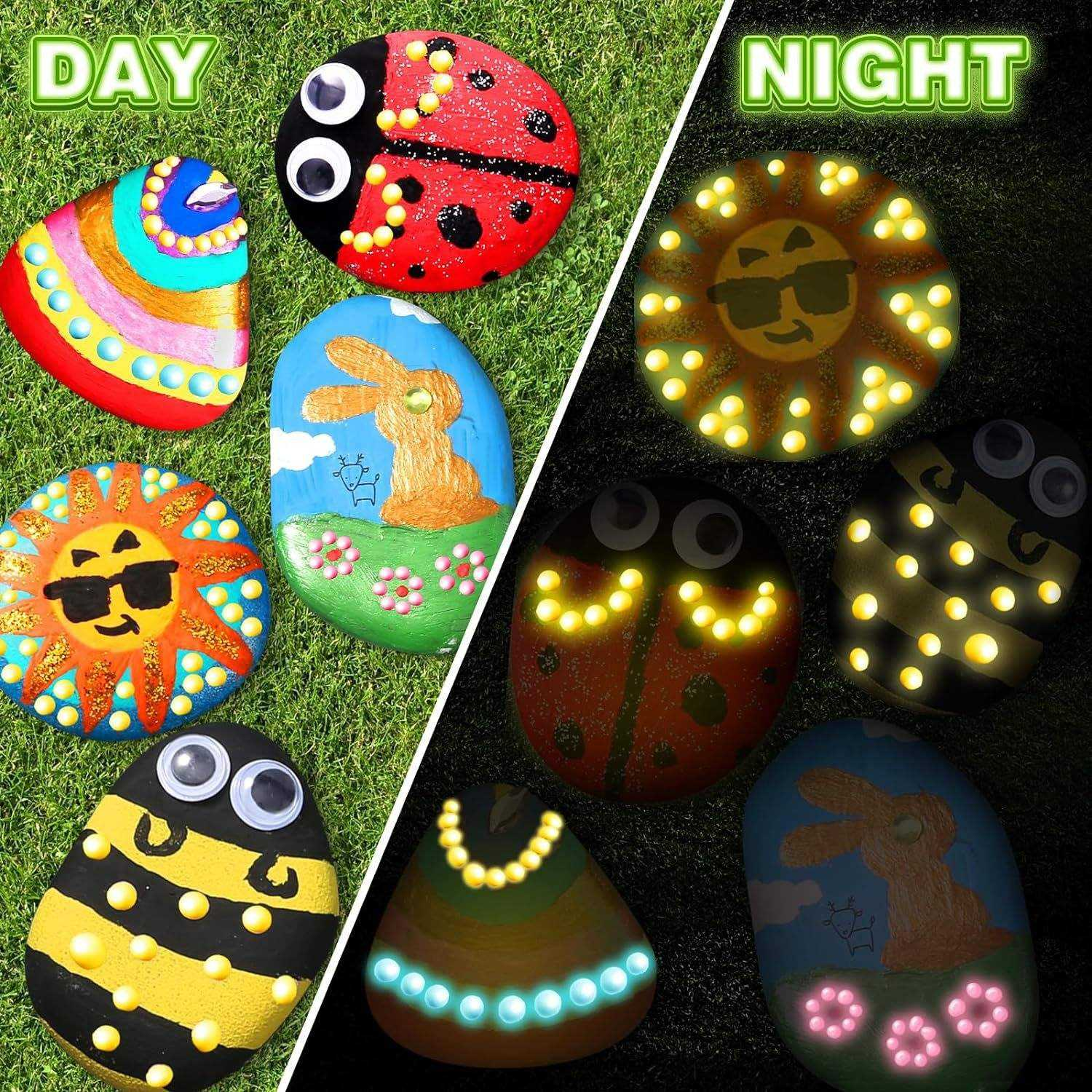 Educational DIY Plastic Rock Painting Kit Arts &amp; Crafts STEM Glow in the Dark for Boys Girls Gift