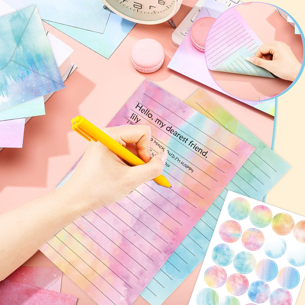 Bview Watercolor Scrapbook Paper Kit with Envelopes Stickers DIY Journal Craft Paper Set for Kids Girls