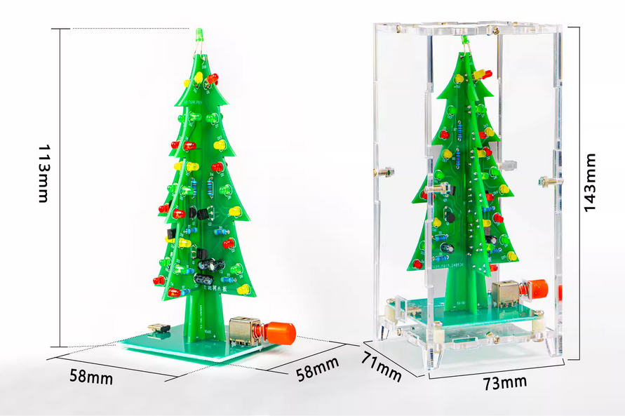 50set DIY Electronics Kit 3D Christmas Tree Soldering Practice Electronic Science Assembly Kit 3 Color Flashing LED