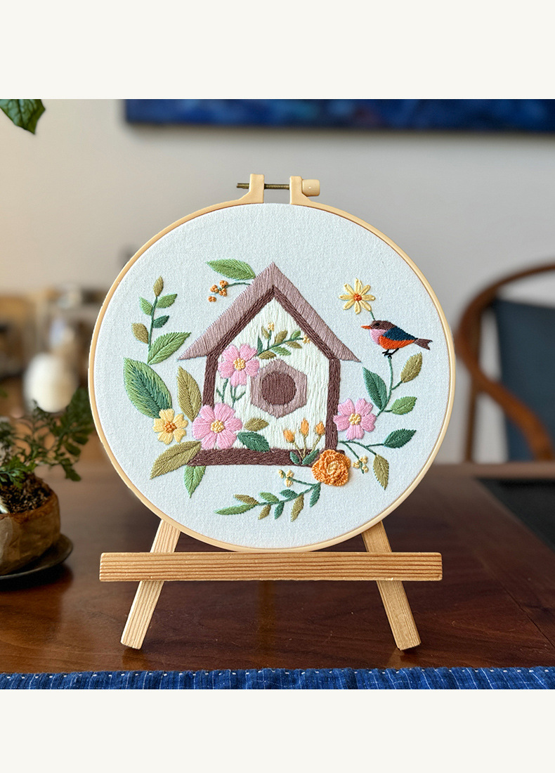 DIY Embroidery Kits Eco-Friendly Flower Bird Cross Stitch Pattern Home Hanging Painting Sewing Kit with Handmade Embroidery