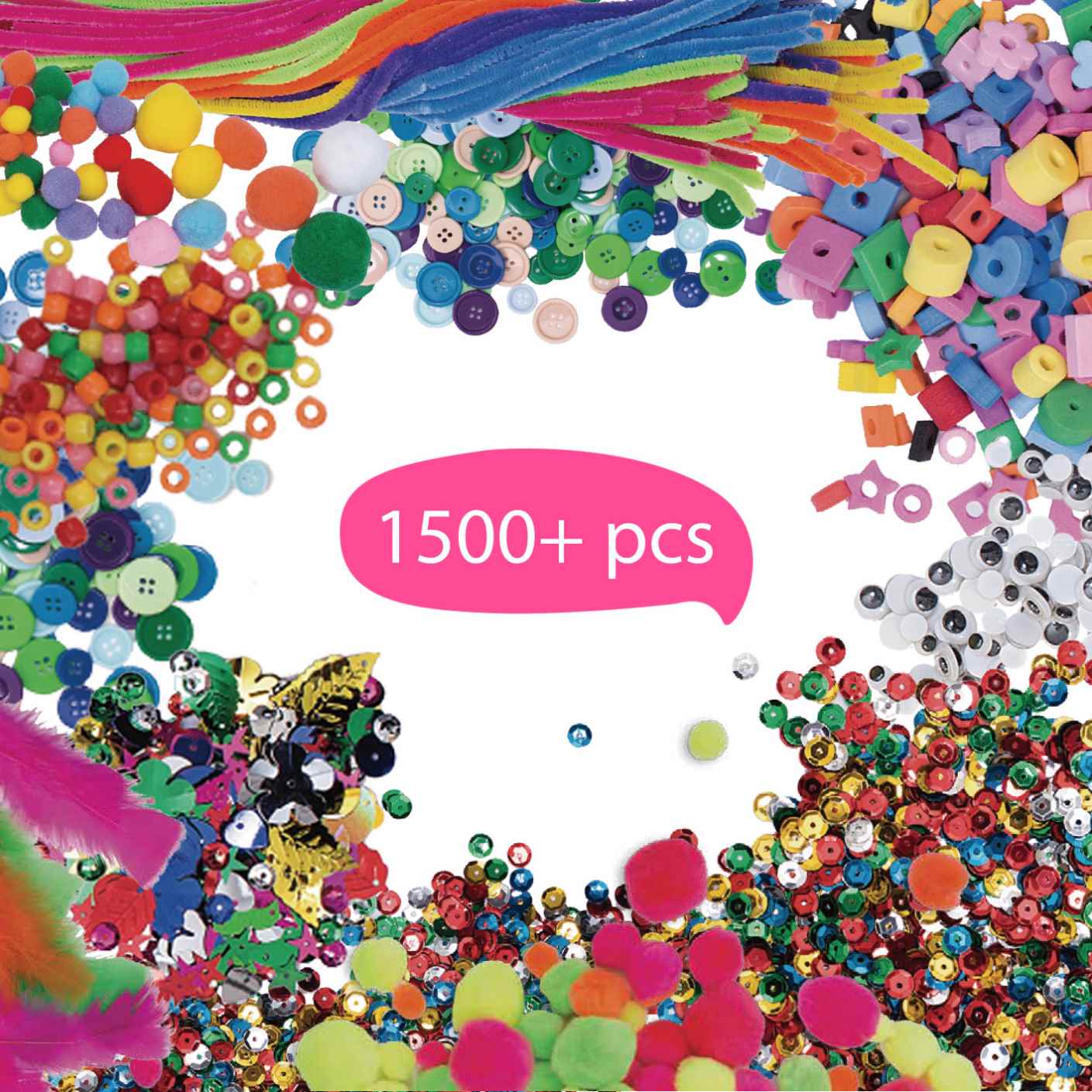Kids Art and Craft Kit 1500pcs Craft Suppliers Library Preschool Craft