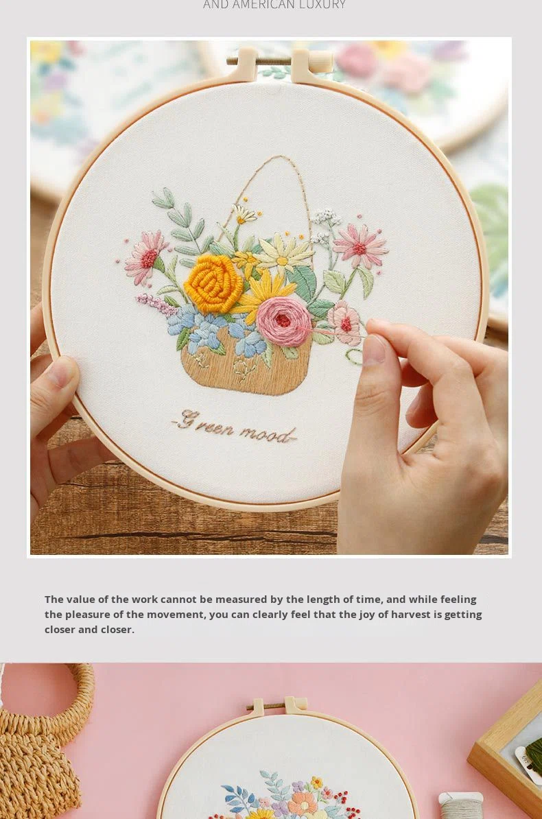 Diy Cross Stitch Hand Embroidery Kit Sets Flower for Beginner Handmade Linen Gift DIY Kit