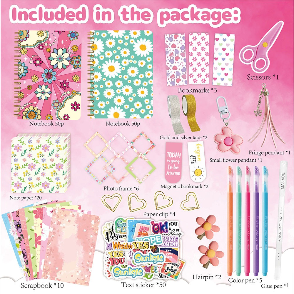 GF Personalized Colorful Arts Crafts Kit Girls Birthday DIY Journal Set Scrapbook Diary Notebook Stationery Made China Model