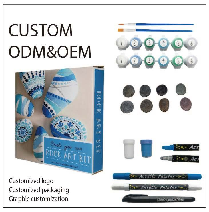 DIY Rock Painting &amp; Foil Art Craft Kit-Educational Toy Set with Nature Stones