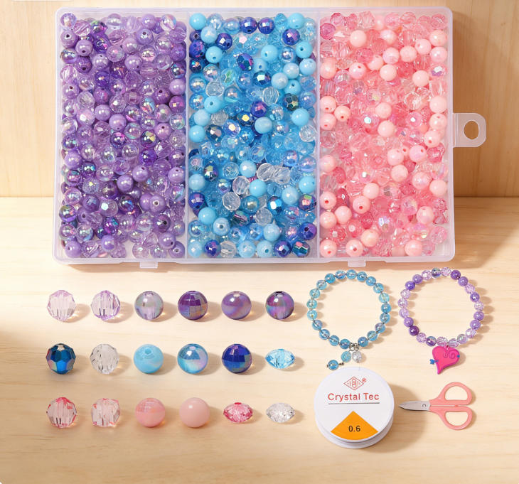Diy Acrylic Beads Kits With Shinny Face Beads for Jewerrly Making Necklace Bracelet Earring Birthday Gifts for Girls