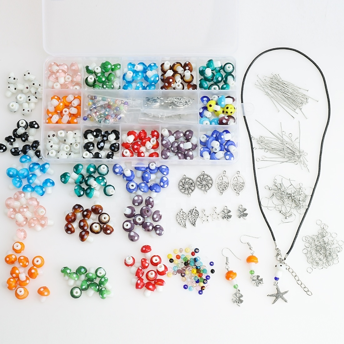 Crystal Mushroom Glass Beads Colors 1