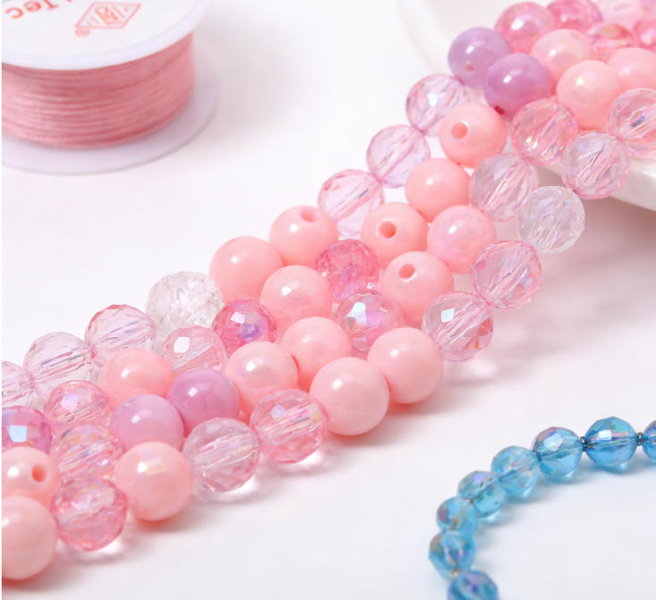 Diy Acrylic Beads Kits With Shinny Face Beads for Jewerrly Making Necklace Bracelet Earring Birthday Gifts for Girls
