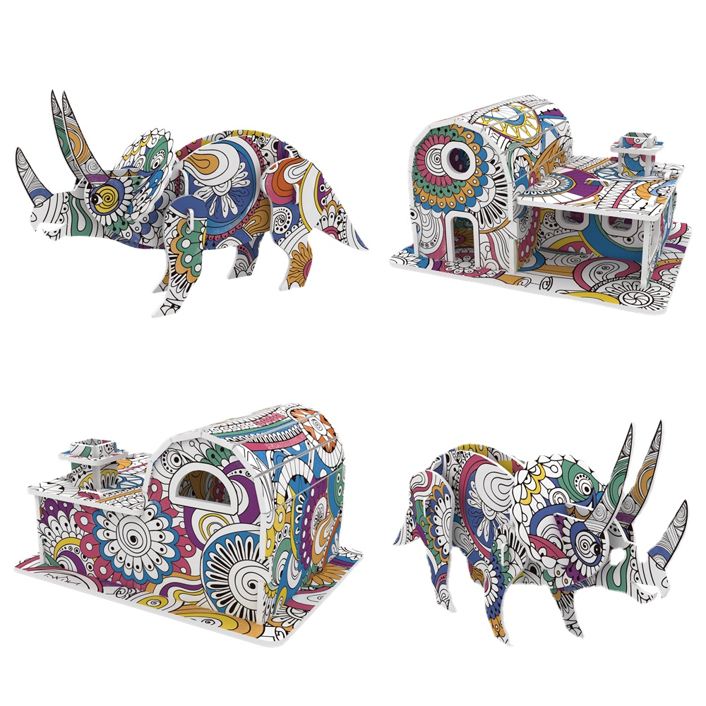 Nosto Customized Cartoon Toy Kit Handmade Paper Education Home Decoration Exercise Kids' Graffiti Ability DIY Color 3D Puzzles