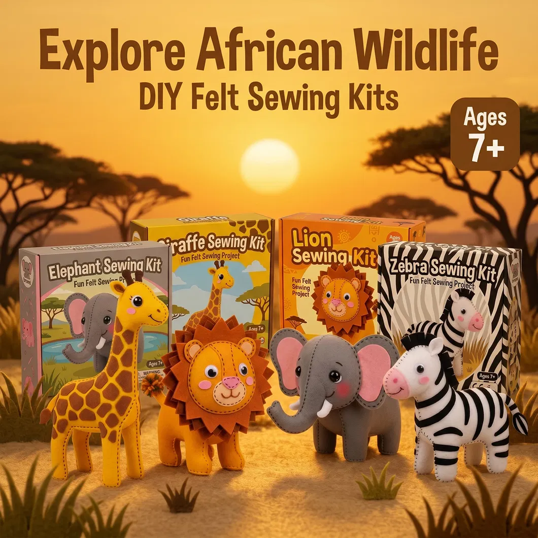 Kids DIY Giraffe Felt Sewing Kit Mini Portable Travel Craft Ages 7+