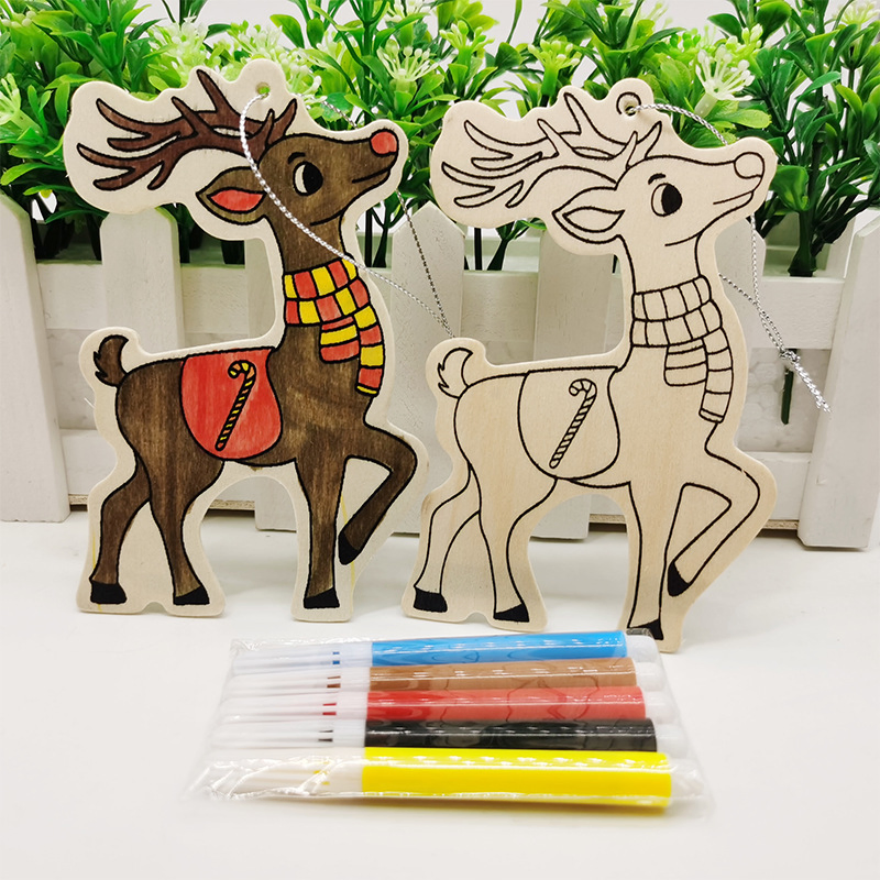 Rustic Wooden DIY Christmas Decoration Kit for Creative Painting