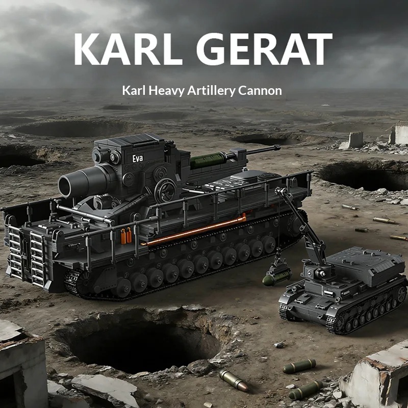 IN STOCK 97026 Ww2 Military Karl Mortar Building Blocks Model Tank Vehicle Kit Bricks Model Toys for Boys Gift Set 4706 pcs