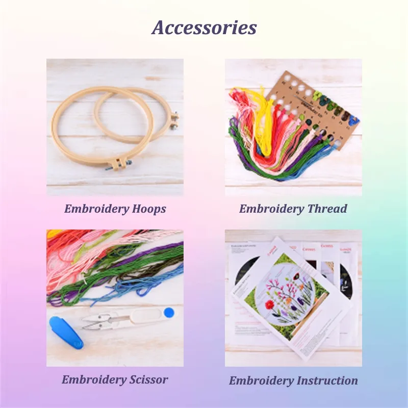 DIY Embroidery Kit Fox Beginners Sewing Embroidered Crafts Handmade Cross Stitch Kits Needlework Cartoon Animal Cross Stitch Kits with Hoop