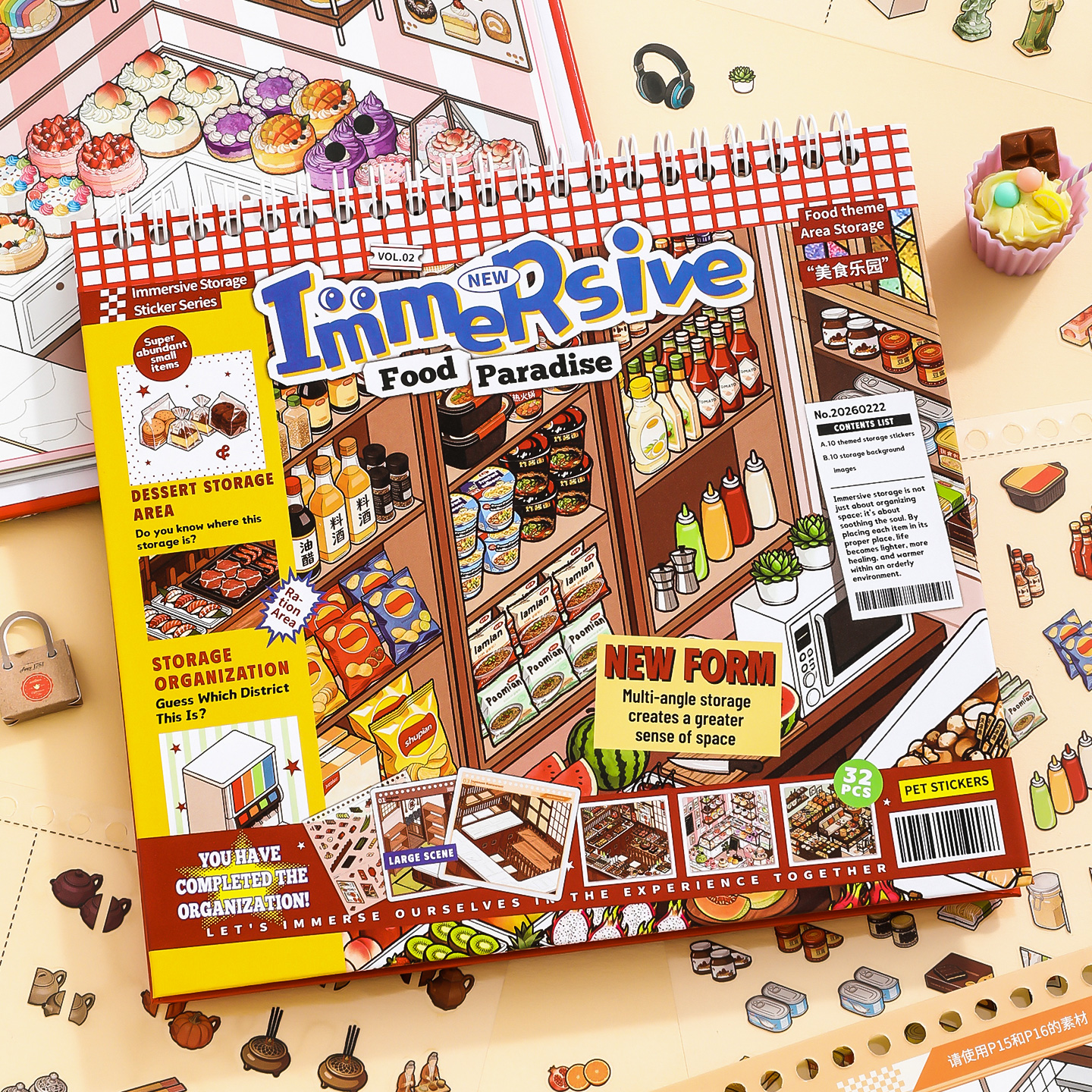 SIMNO Immersive Interactive StorageSupermarket &amp; Food Themed Scene StickersPuzzle Activity Kit for DIY Lovers