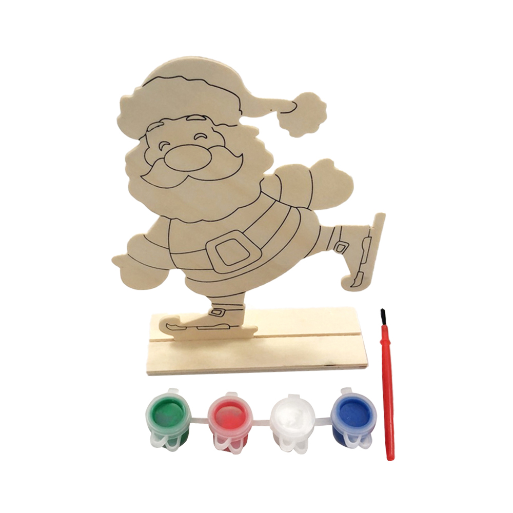 China Children DIY Wood Painting Craft Kit Kids Educational Toys Painting Kit DIY Wooden Christmas Paint Set