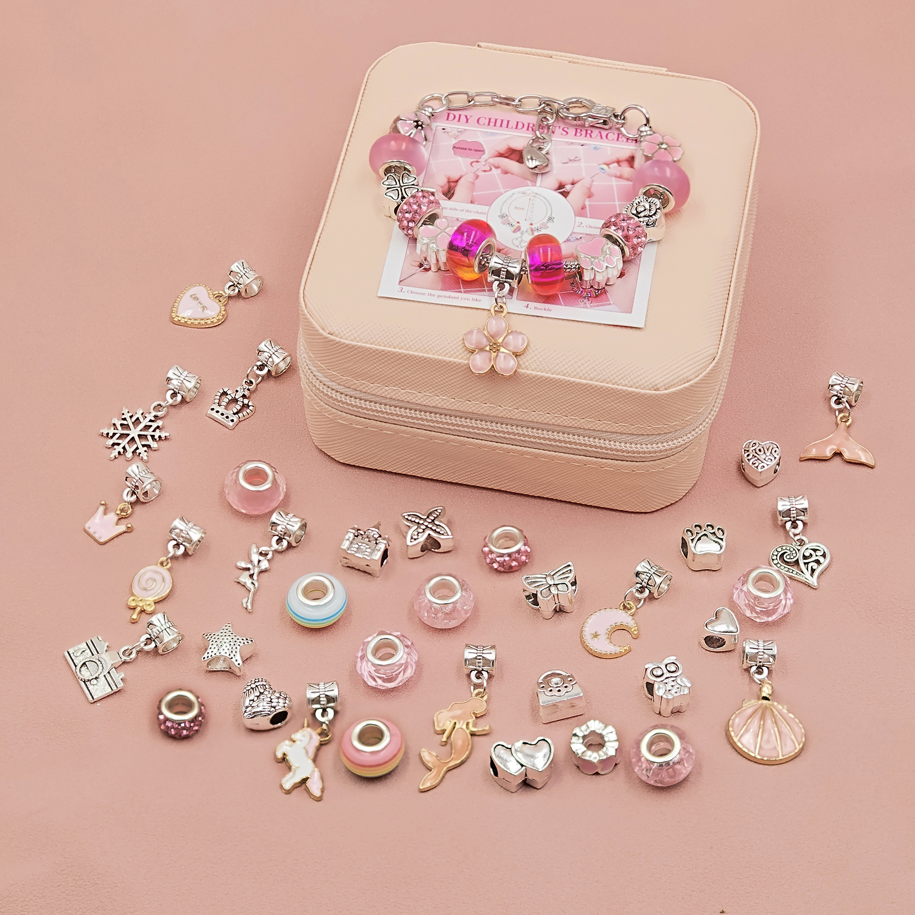 Kids Jewelry Bead Set Polymer Clay Craft Bead Sets DIY Necklace Bracelet Making