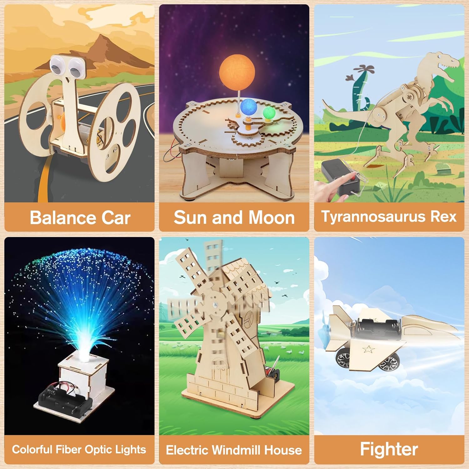 Science Kits for Kids 6PCS DIY Robot Construction Set STEM Experiment Kit 3D Wooden Toys for Boys Ages 8 to 14