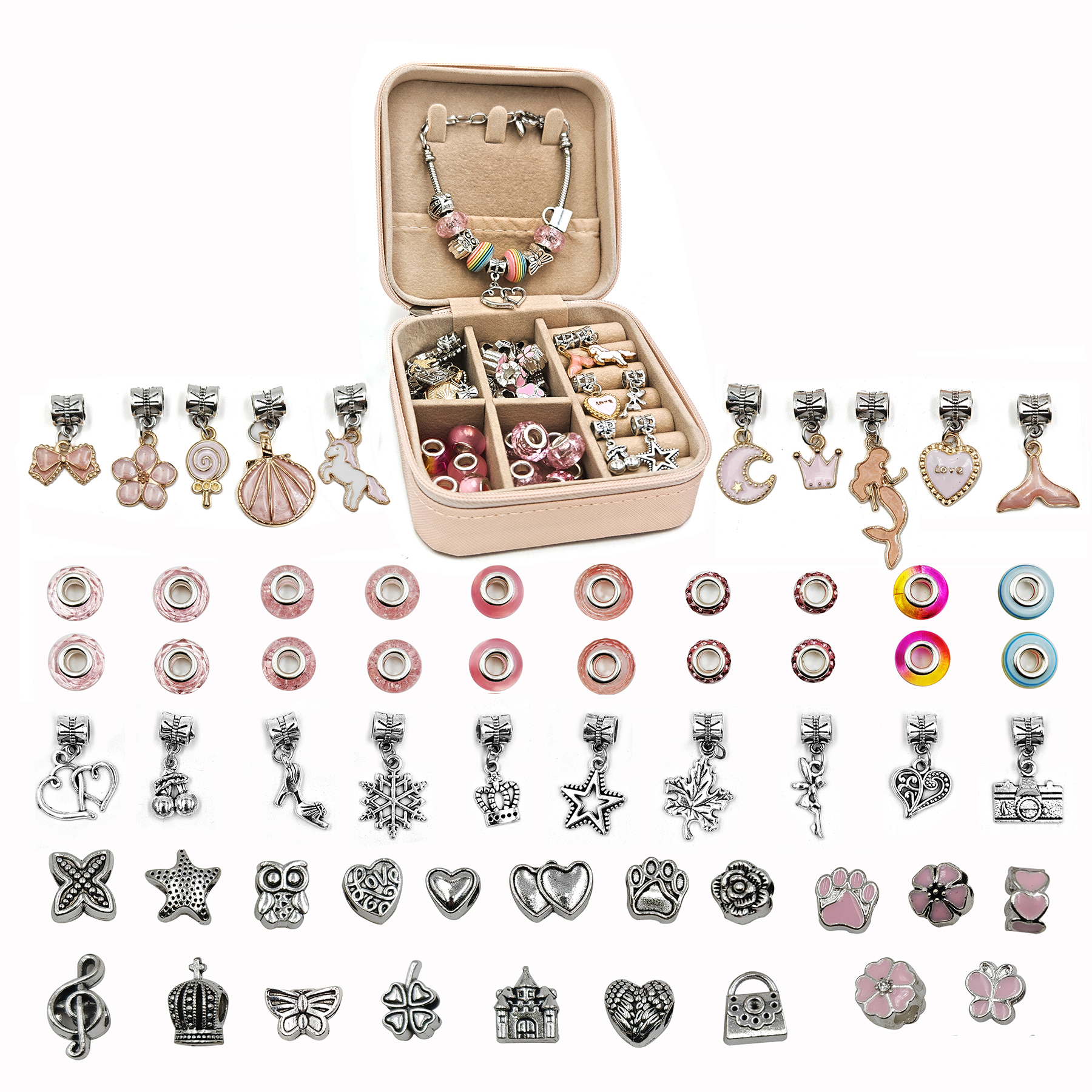Kids Jewelry Bead Set Polymer Clay Craft Bead Sets DIY Necklace Bracelet Making