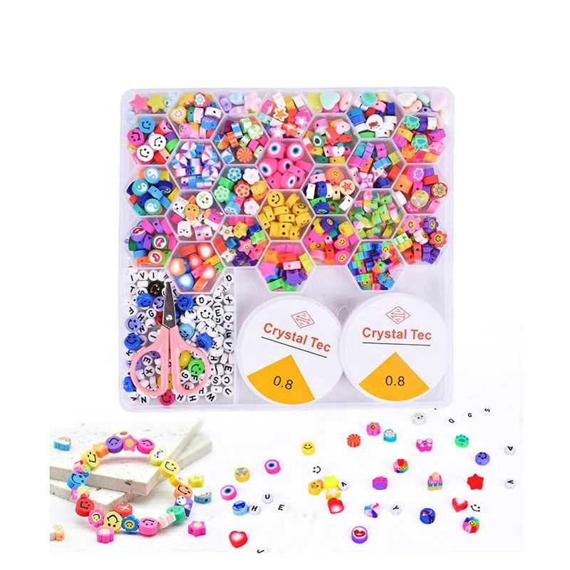 480PCS 10mm Polymer Clay Beads Kit for Jewelry Making Bracelets