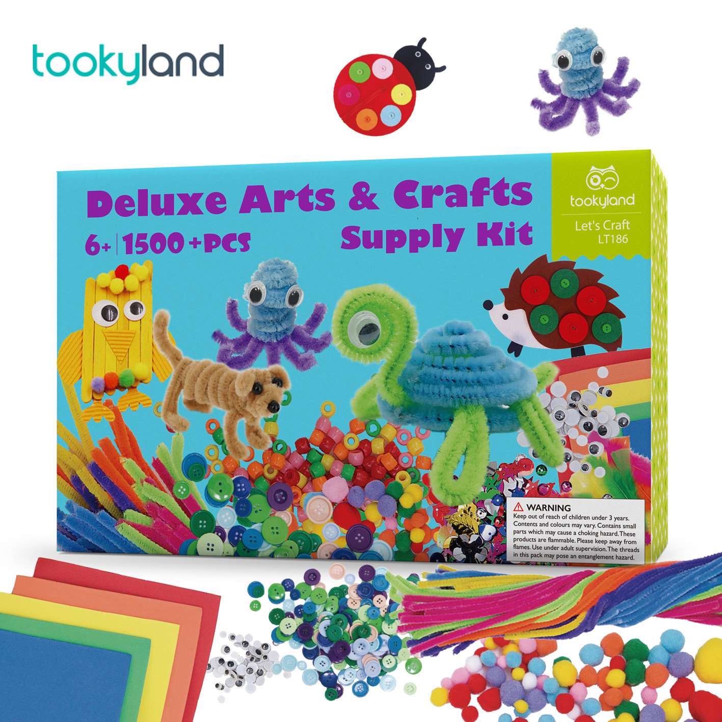 Kids Art and Craft Kit 1500pcs Craft Suppliers Library Preschool Craft
