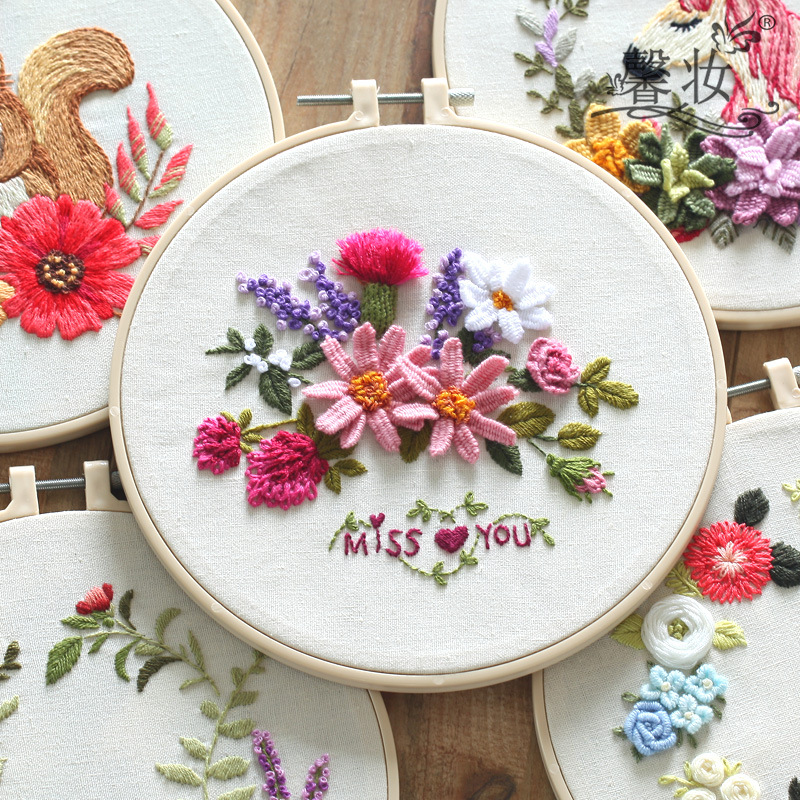 Flower Bunny Unicorn Cross Stitch Kits,Stamped Cross Stitch Kits for Adults,DIY Embroidery Needlepoint Kits Home Decor