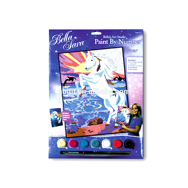 Bulk DIY Paint by Numbers Kit for Kids Non-toxic Educational Art Craft Set with Brush &amp; Cardboard Painting for School Gifts