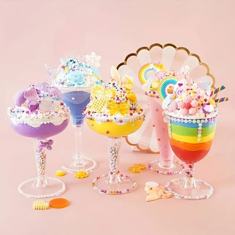 DIY Crystal Mud Toys Mini Slime Putty Kit with Ice Cream Bottle Gift for Kids