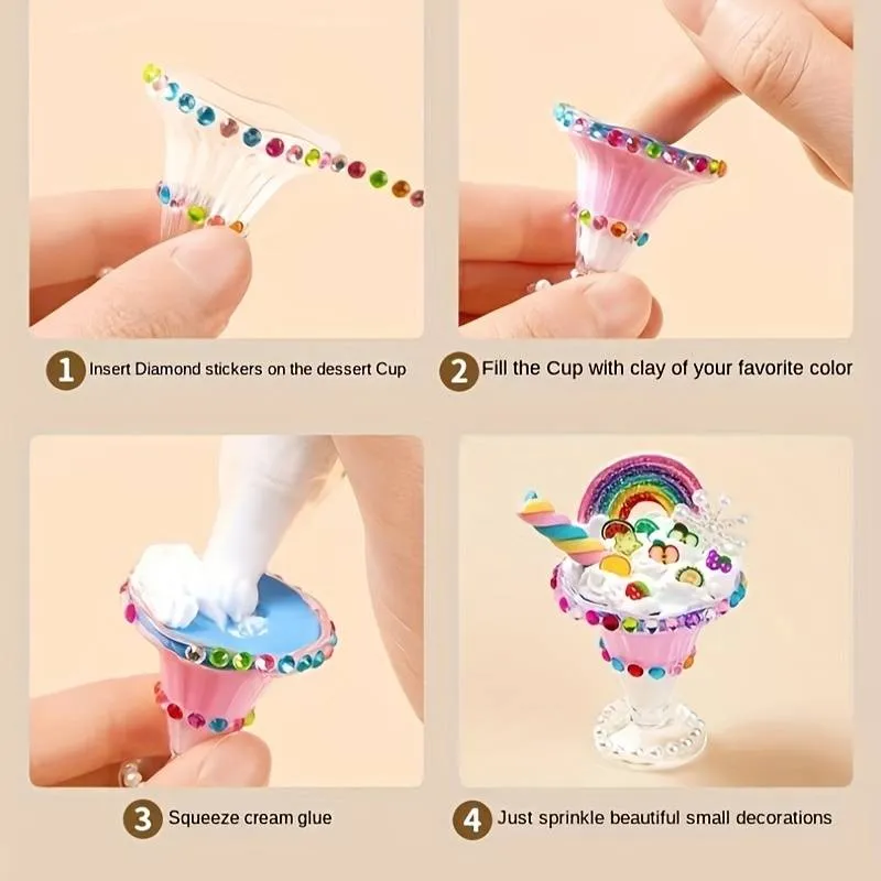 DIY Crystal Mud Toys Mini Slime Putty Kit with Ice Cream Bottle Gift for Kids