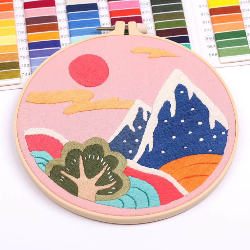 Sunset Scenery DIY Adult Beginner Cross Stitch Kit-Landscape Embroidery Art Craft Sewing &amp; Weaving Toys Starter Kit