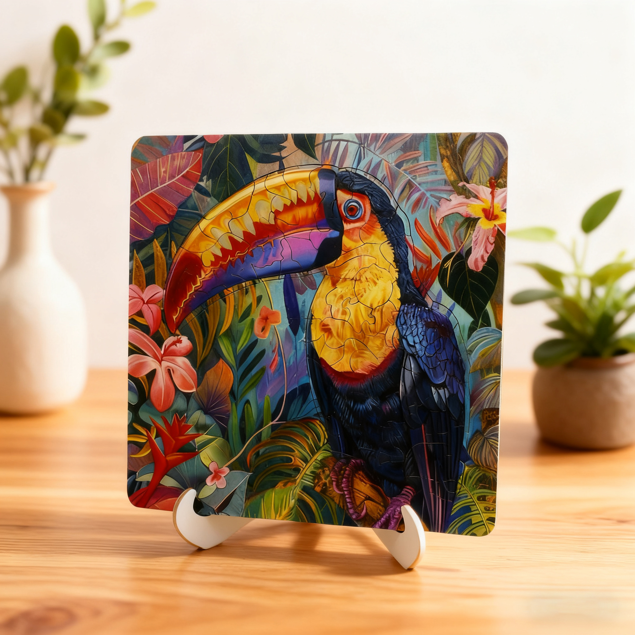 Wooden Animal Unique Puzzle-Toucan 51~100 Pieces DIY Toy Craft Kit for 5-7 Years Old