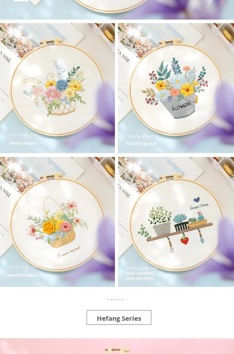 Diy Cross Stitch Hand Embroidery Kit Sets Flower for Beginner Handmade Linen Gift DIY Kit