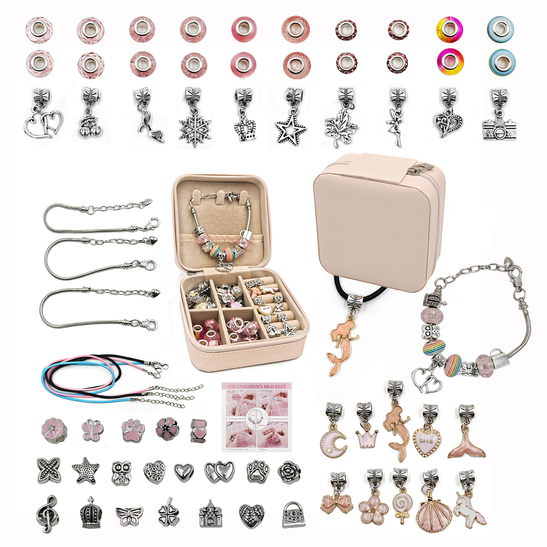 Kids Jewelry Bead Set Polymer Clay Craft Bead Sets DIY Necklace Bracelet Making