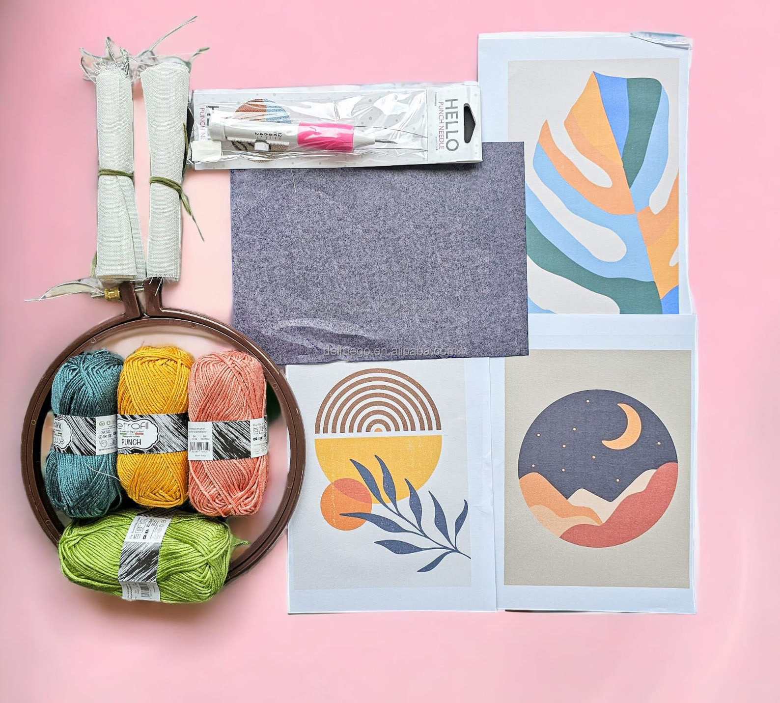 OEM Embroidery DIY Kit Punch Needle Coaster Kit With Threads for Handmade DIY Starter