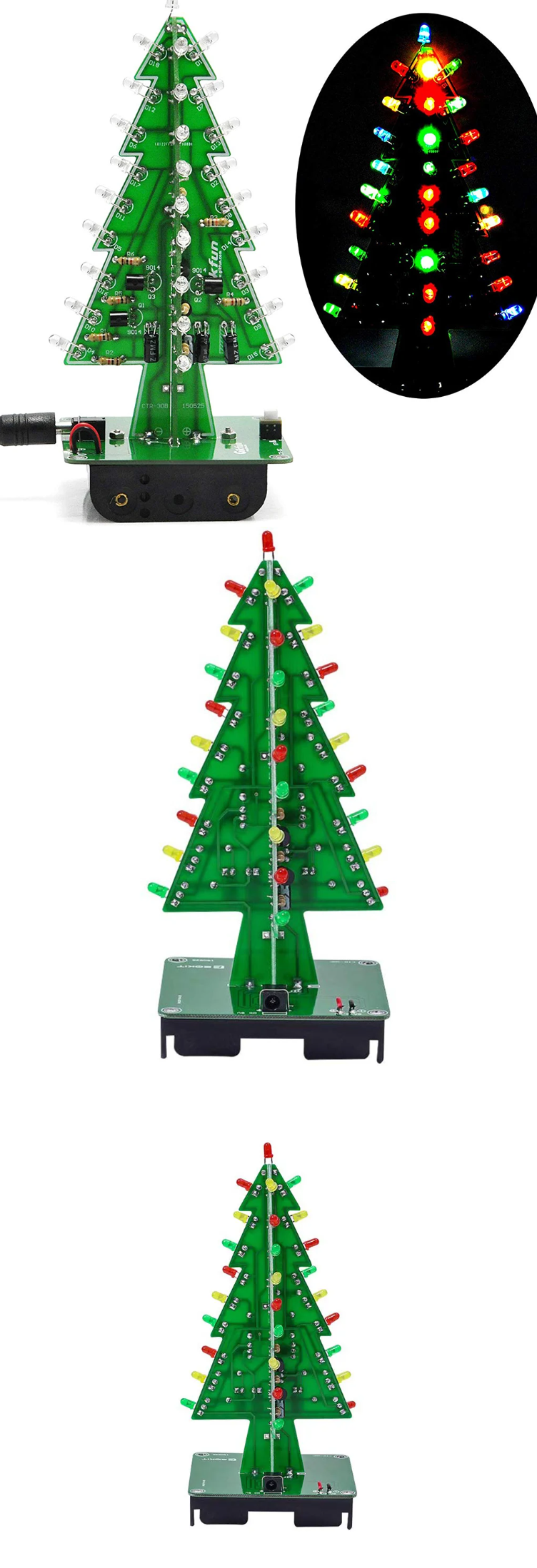 50set DIY Electronics Kit 3D Christmas Tree Soldering Practice Electronic Science Assembly Kit 3 Color Flashing LED