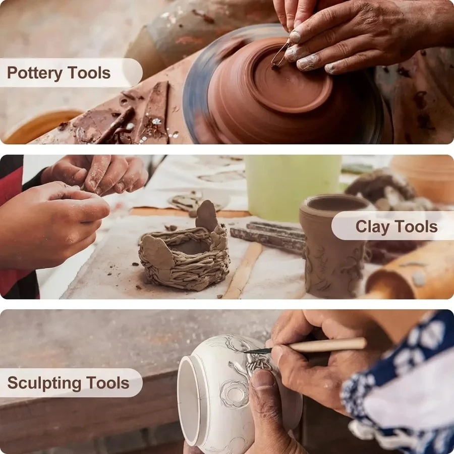 36PCS Pottery Clay Sculpting Tools Pottery Carving Tool Kit with Case Bag