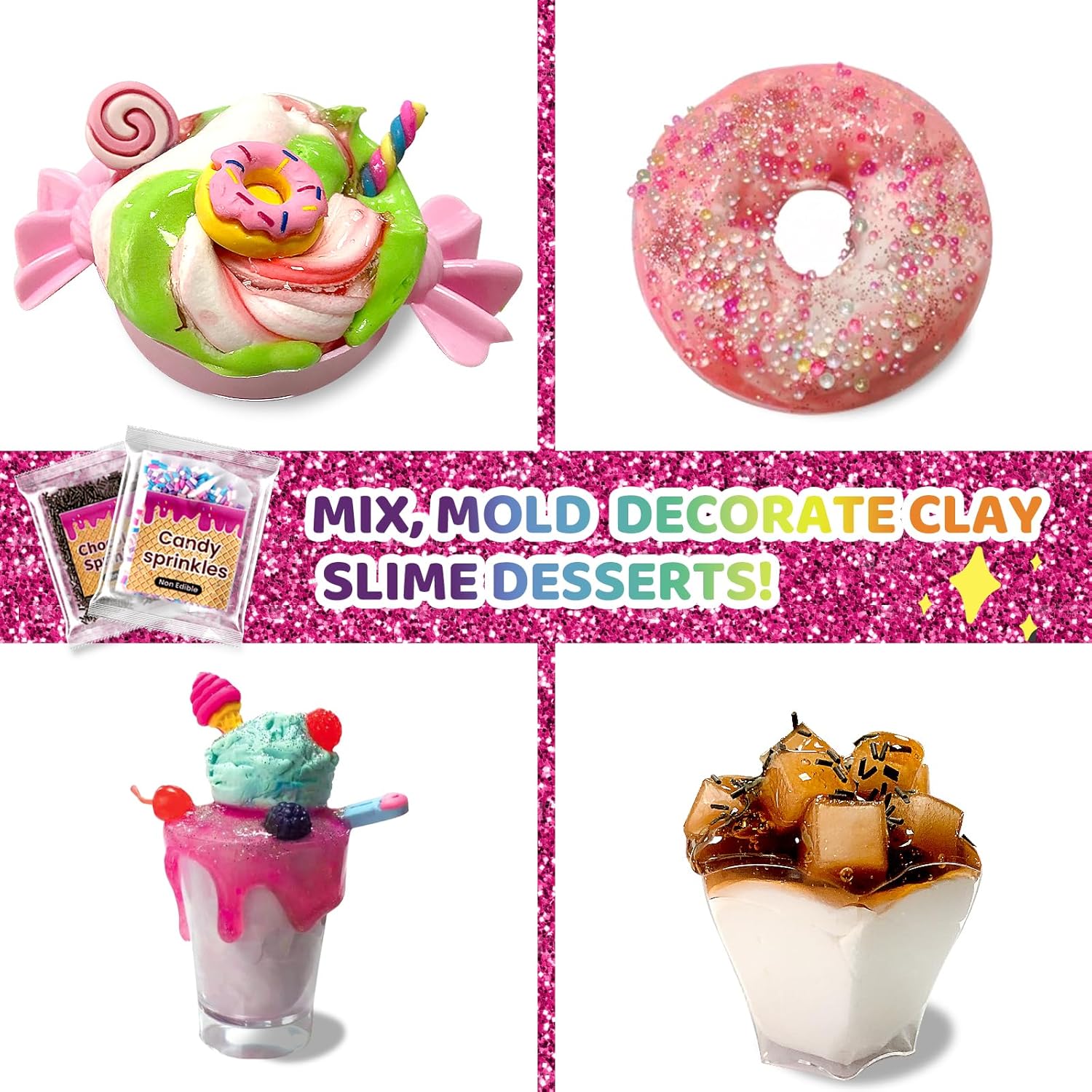 Amazing DIY Ice Cream Slime Kit 12 Color Playdough for 8-13 Year Old Girls Birthday Gift Idea