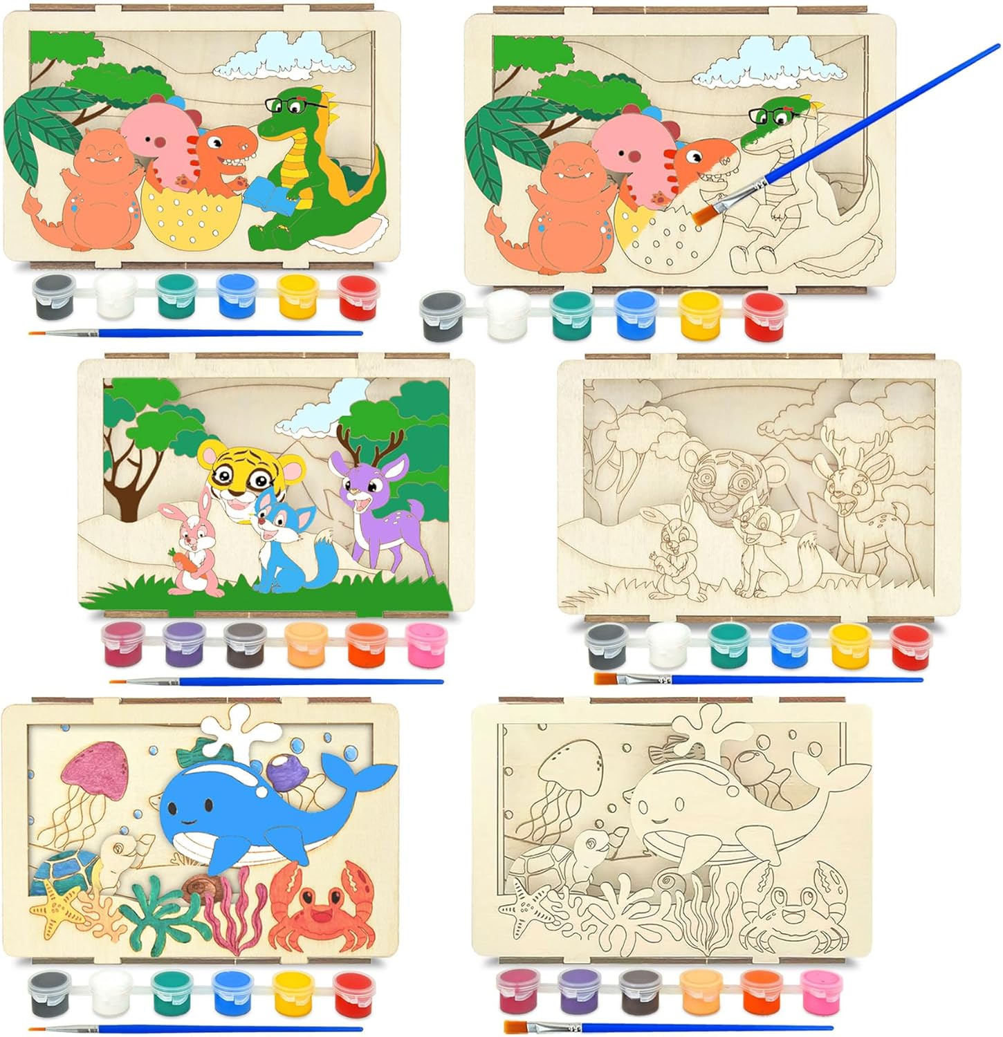 3D Wooden Painting Craft Kits for Kids - New Wooden DIY Coloring Puzzle Set, Creative and Educational Wooden Crafts for Children