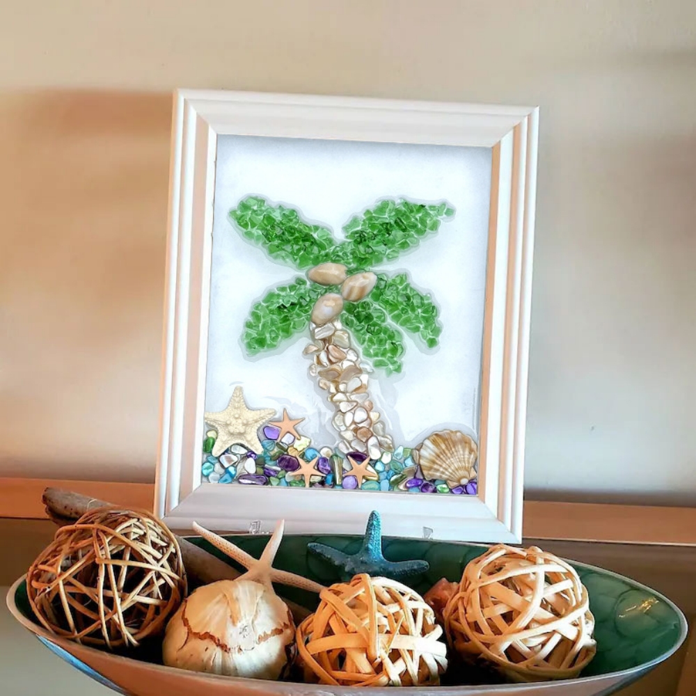 Hot Sale Shell Mosaic Glass Painting Kit Diy Handmade Arts and Crafts Decorative Frame Diy Resin Art Painting Kit Wooden Frame