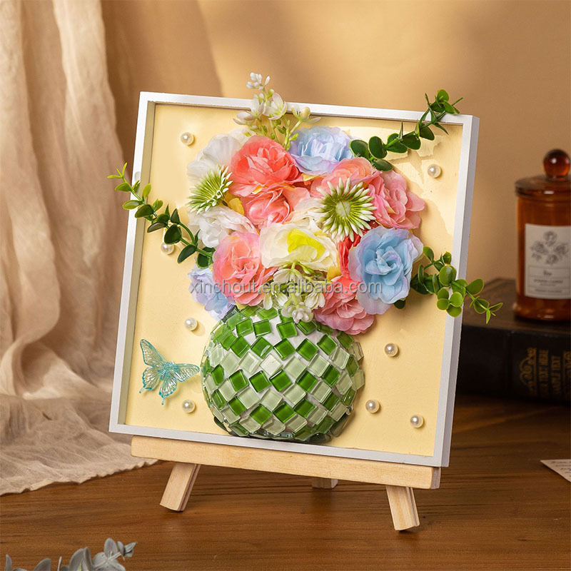 DIY Vase Mosaic Painting Kit DIY Arts Painting Kit and Craft Kits Mosaic Tiles DIY Crafts with Vase Flower Mosaic Accessories