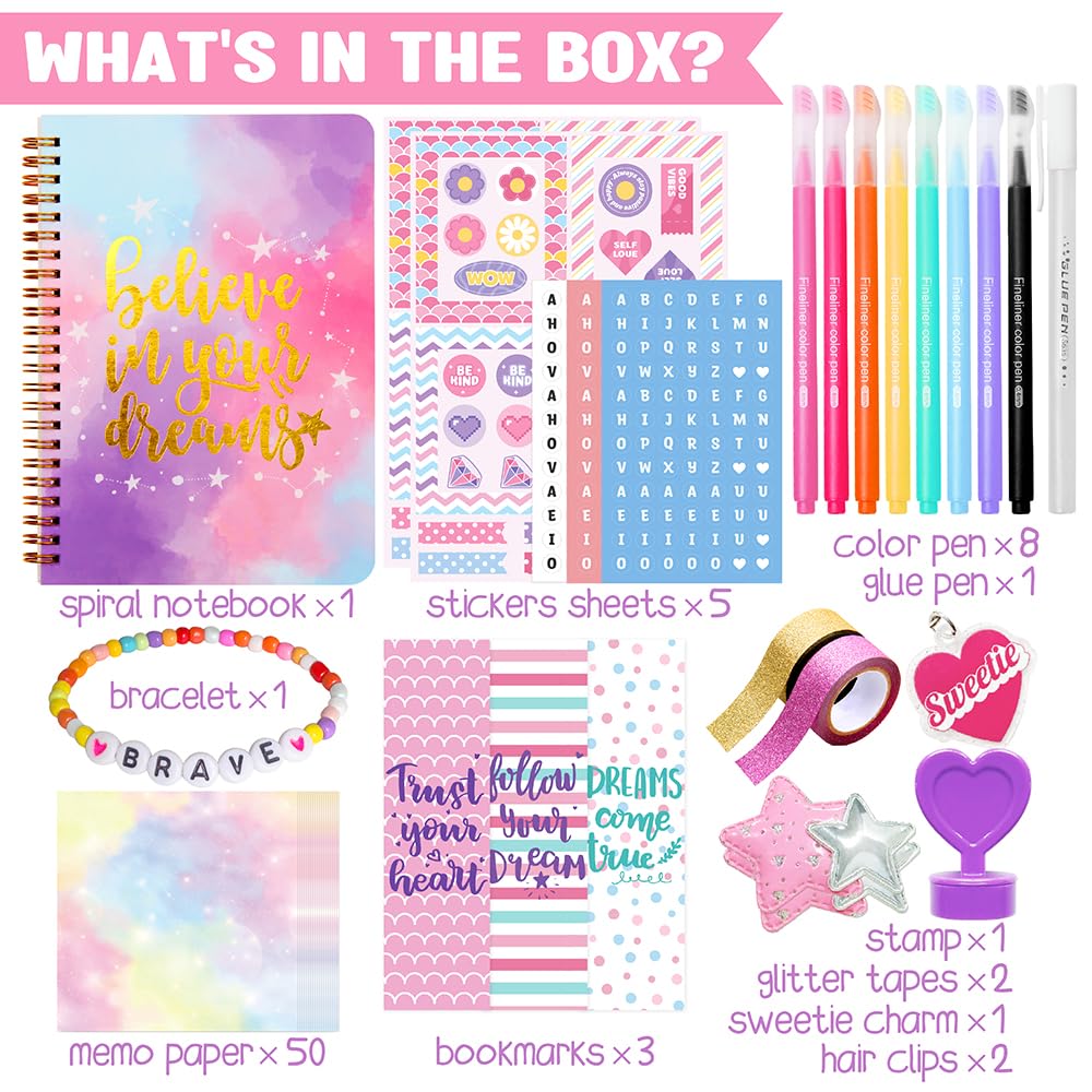 Custom Printed DIY Journal Kit Teenage Girl Birthday Gift Notebook Scrapbook Box Diary Set for Kids Students Graduation &amp; Party