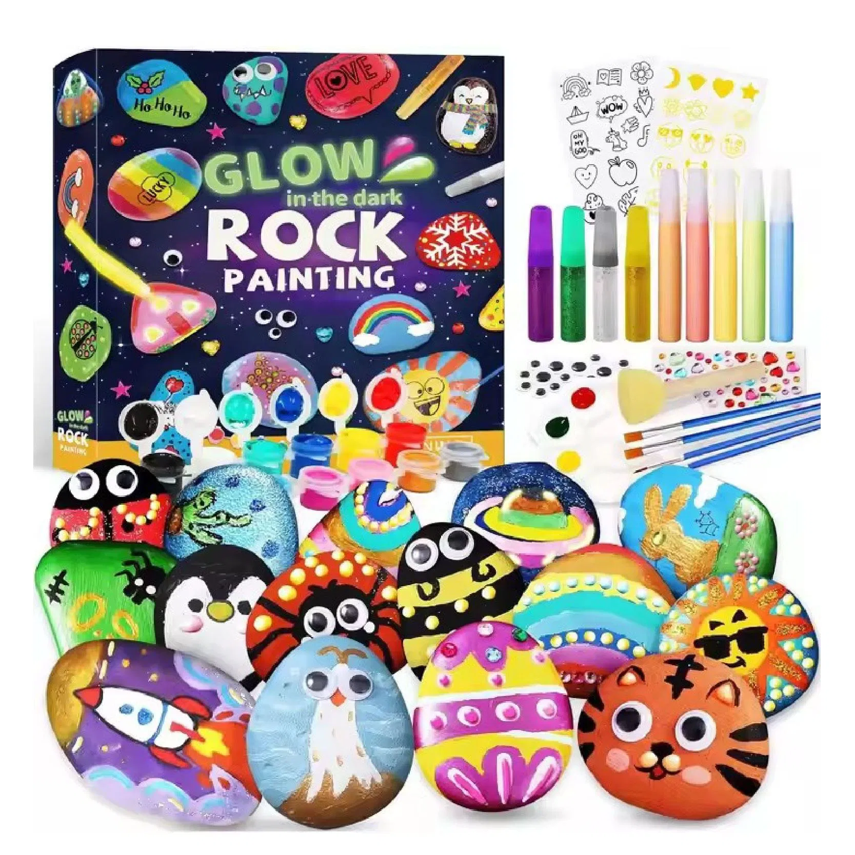 Educational Toy Glow in The Dark Rock Painting Kit Craft Supplies DIY Set