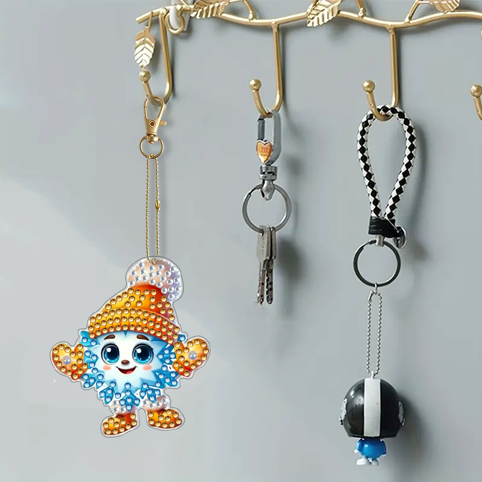 DIY Diamond Painting Keychain Pendant Xmas Tree Hanging Ornaments Cartoon Diamond Mosaic Kit Rhinestone Pendant Christmas Decor