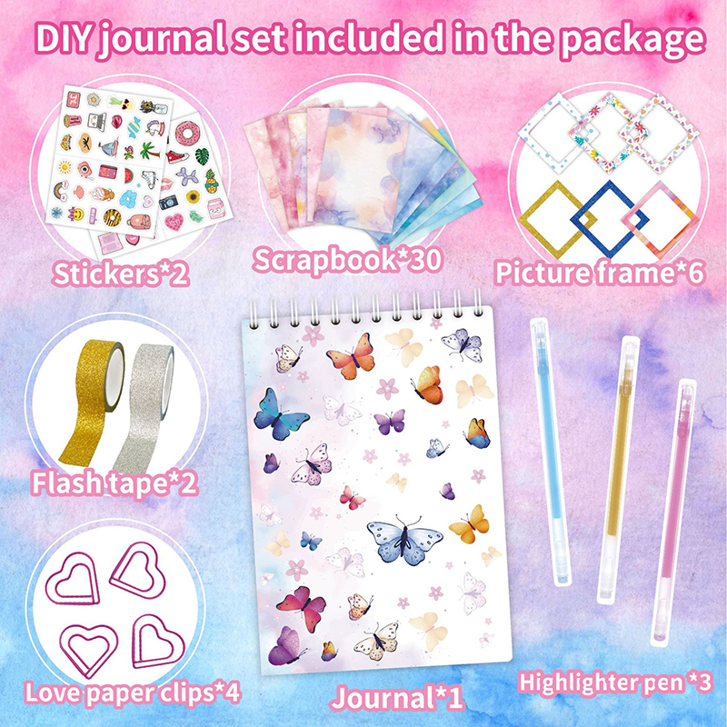 Back to School DIY Journal Set Handbook Stationery Set Scrapbooking Stickers, Scrapbook, Birthday Gift for Kids Educational Toy