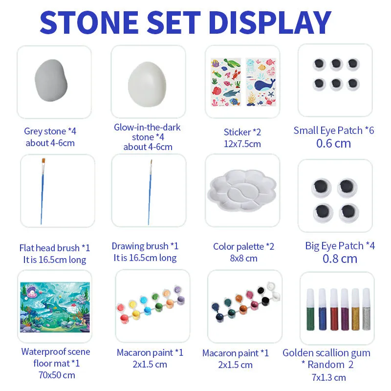 Marine Animal Graffiti Art Sets DIY Creative Stone Drawing Educational Toy Rock Painting Kit 4