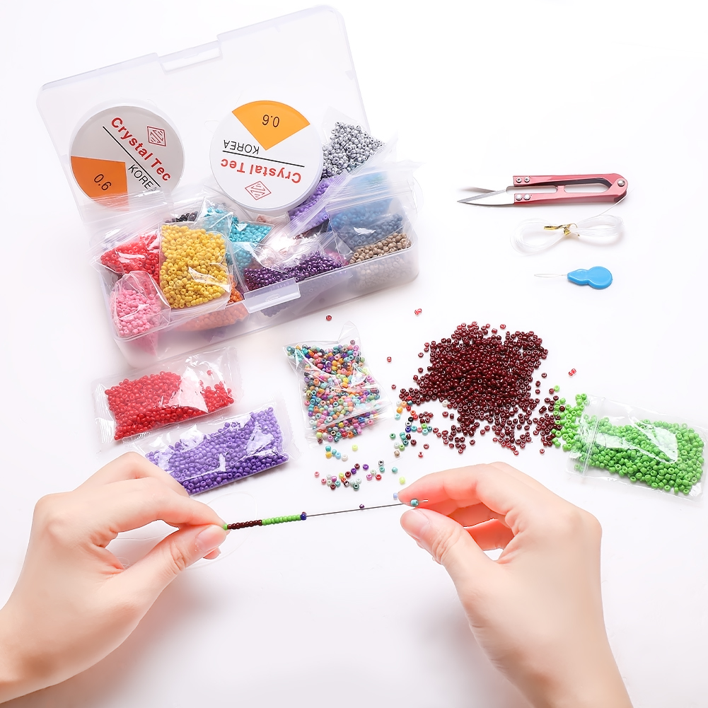 2mm Matte Glass Beads Kit 2800Pcs Small Round Beads for Jewelry Making DIY Needlework Handmade Bracelets Necklace Crafts