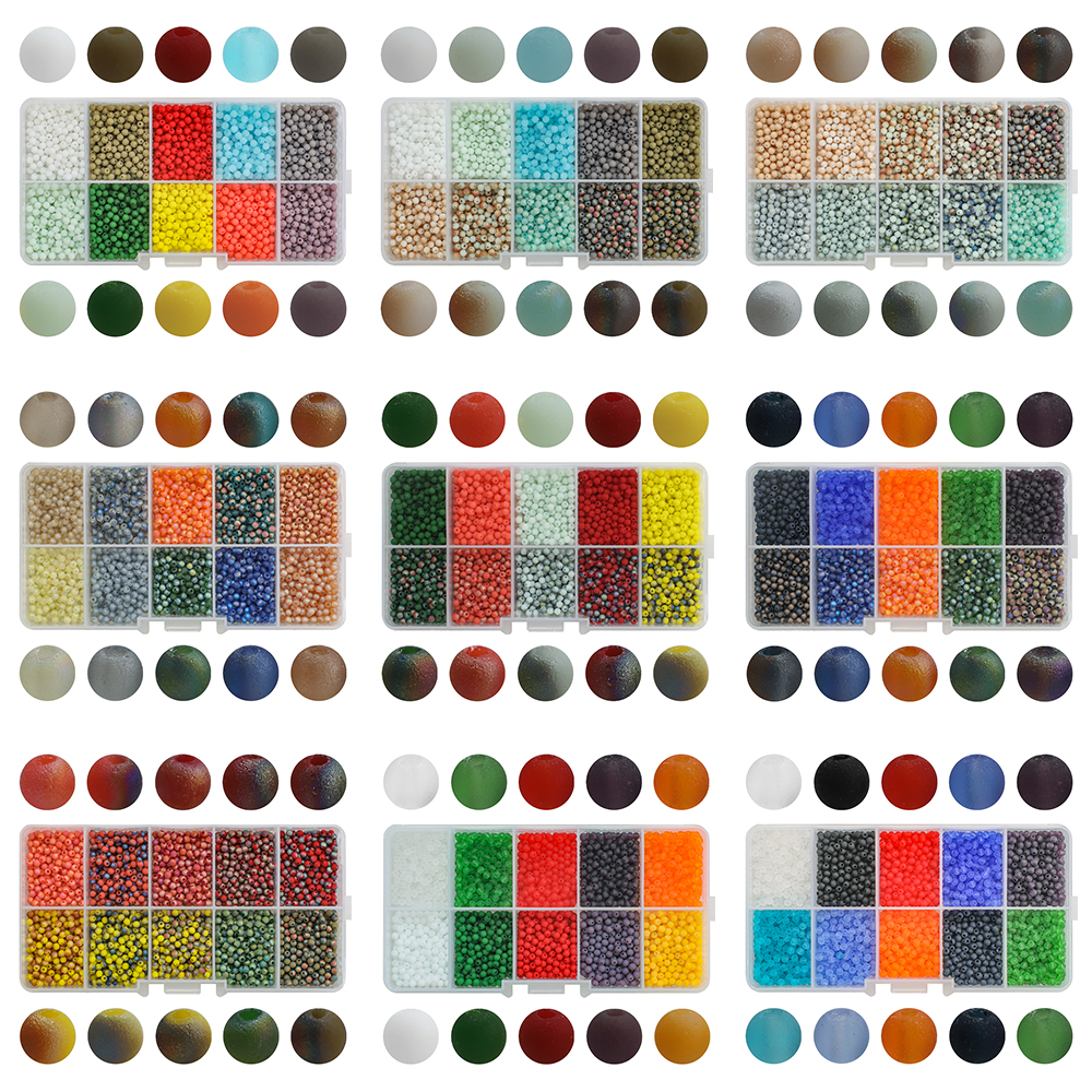 Zhubi 2mm Matte Glass Beads Kit 2800Pcs Small Round Beads for Jewelry Making DIY Needlework Handmade Bracelets Necklace Crafts