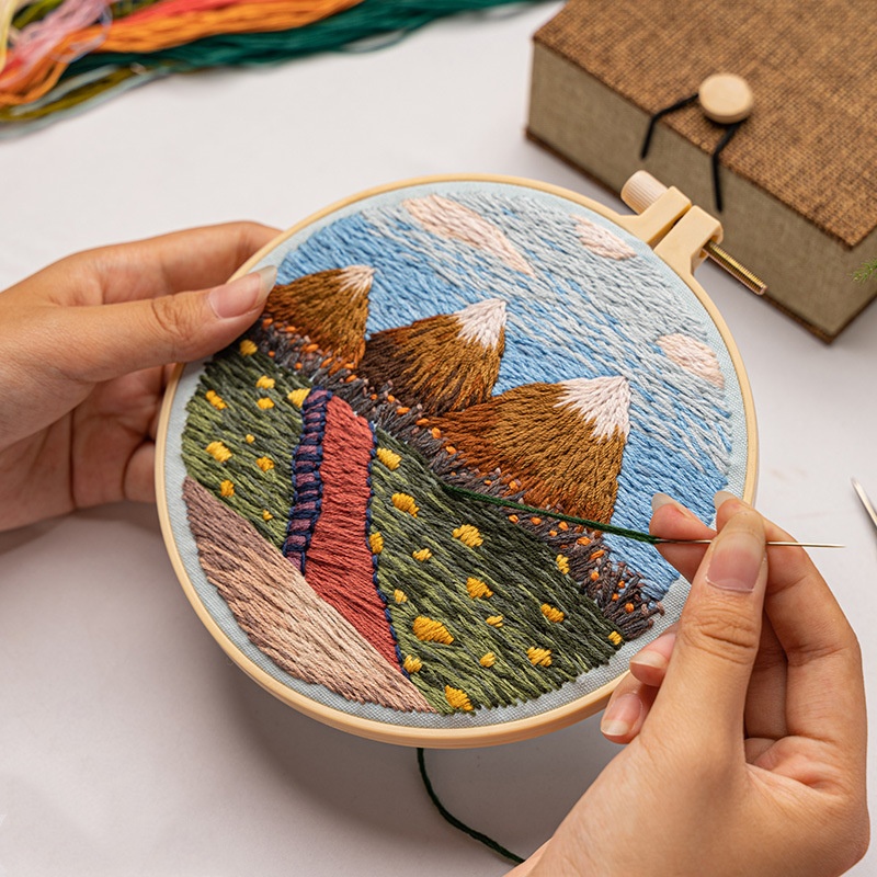 DIY Wholesale Embroidery Kit for Adults Cross Stitch Punch Needle Embroidery Set DIY Craft Kits Landscape Series Embroidery Kits